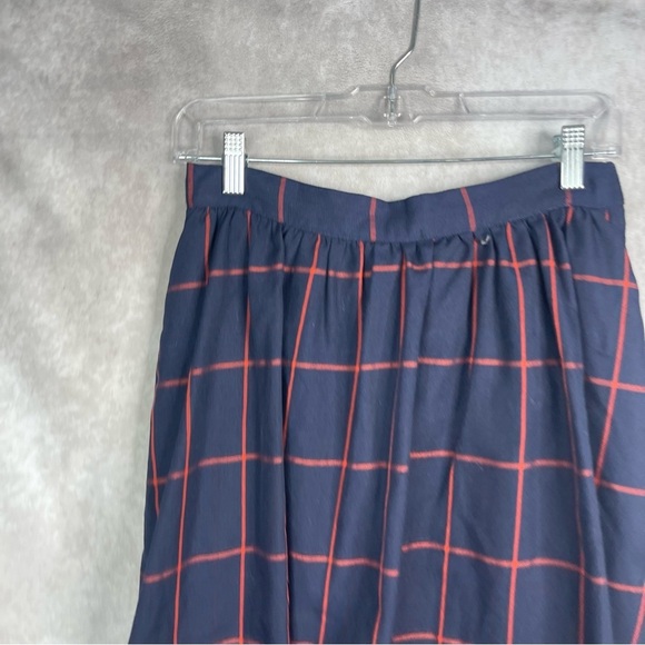 ModCloth Plaid A-Line Bow Skirt In Blue Women's Size M - Picture 2 of 6